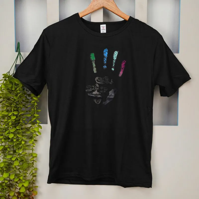 Midnight Palm Statement Tee – Jet Black