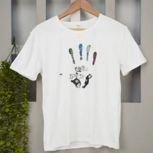 Abstract Palm Minimalist Tee – Arctic White